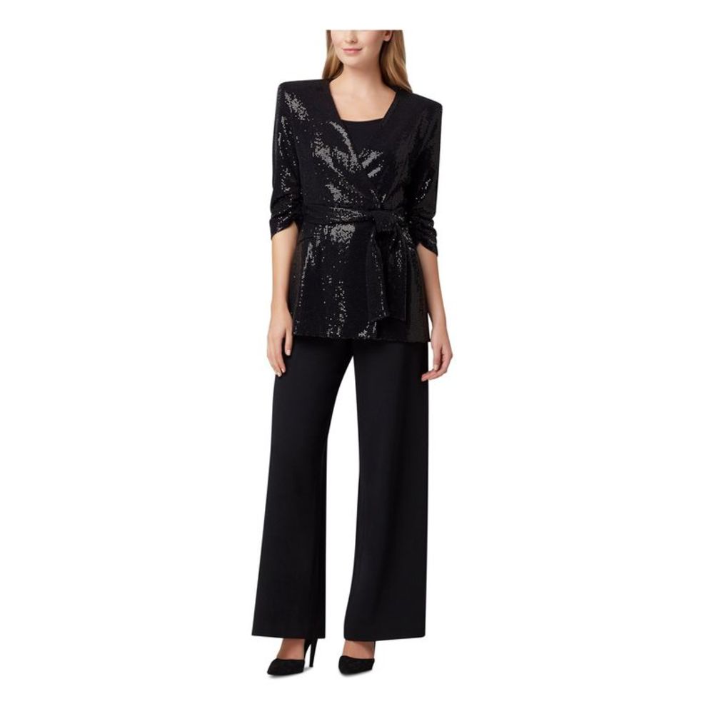 TAHARI Womens Black Sequined Blazer Cocktail Jacket Petites Size: PS - Picture 3 of 4